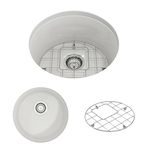 BOCCHI Sotto Round Dual-Mount Fireclay 18.5 in. Single Bowl Bar Sink with Protective Bottom Grid and Strainer in White