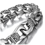 Amazing Stainless Steel Mens link Bracelet Silver Black 23 cm Long (With Branded Gift Box)