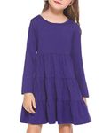 Arshiner Girl Long Sleeve Dress Tiered Ruffle Swing Tunic Shirt Dress Purple