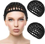 WLLHYF 2 PCS Hair Nets Cap Sleeping Hairnet Snoods Wrap Bonnets Long Straight Curl Wig Head Protector Black Mesh Wrapping Crochet Wave Cook Hats Bun Lift Strap Weaving Sew For Women Ballet