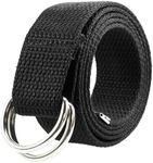 Gelante Canvas Web D Ring Belt Silver Buckle Military Style for Men women-2052-BLack (S/M)