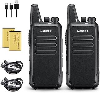 NXGKET Walkie Talkies for Adults Long Range, Rechargeable 2-Way Radio Walkie Talkie with 1500mAh Li-ion Battery Earpiece Charge Cable Belt Clip for Commercial Cruises Hunting Hiking, 2 Pack