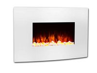 Endeavour Fires Egton Wall Mounted Electric Fire, White Curved Glass, 220/240Vac 1&2kW with 7 day Programmable Remote Control Heater