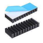 Awxlumv 2Pcs Small Heatsink 2.8 x 1 x 0.4 Inch / 70 x 25 x 10 mm with Pre Thermal Conductive Tape Aluminum Cooler for PCB Device LM2596 2577 2587 and Cooling LED IC Chips CPU GPU VGA