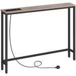 HOOBRO Slim Console Table with Charging Station, Hallway Table with USB Ports and Power Outlets, 100 cm Long, Narrow Sofa Table, Behind Couch Table for Entryway, Small Spaces, Greige EBG51KXG01