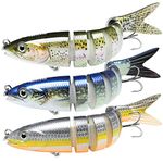 TRUSCEND Fishing Lures for Bass, Multi Jointed Segmented Swimbaits, Slow Sinking Swim Baits Bass Lures Freshwater Swimming Lures for Crappie Trout Walleye, Saltwater Fishing Gear Lures Kit, 10cm