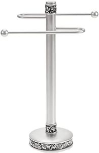 Crackled Glass Countertop Towel Stand, Decorative Silver Fingertip Towel Holder, Durable Resin Free Standing Towel Rack, for Elegant Counter Top Bathroom/Shower/Kitchen Decor