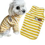 Cute Doggie Embroidery Dog Shirt Turtleneck Dog Sweater Stretchy Pet Cotton Striped T-Shirt Puppy Pullover for Dogs Cats (X-Large, Yellow Striped)