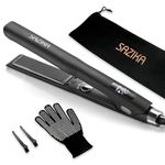 Flat Iron Ionic Hair Straightener, SAZIKA Professional Nano Titanium Straightener with Floating Plates for Hair Styling, Straightener and Curler 2 in 1 with Dual Voltage