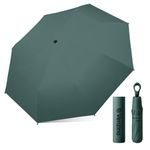 Venzina® Sun Umbrella Travel Compact Folding Umbrella Windproof Rainproof UV Protection Umbrellas with Black Anti-UV Coating Dark Green