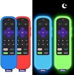 4 Pack Protective Case for TCL Roku TV Steaming Stick 3600R/3800/3900 Remote,Silicone Cover Roku Voice/Express/Premiere Remote Controller Skin,Replacement Sleeve-Glow Green,Glow Blue,Red,Blue