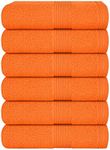 Belizzi Home Ultra Soft 6-Piece Hand Towel Set 16x28-100% Ringspun Cotton - Durable & Highly Absorbent Hand Towels - Ideal for use in Bathroom, Kitchen, Gym, Spa & General Cleaning - Orange