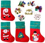 Zest 4 Toyz Pack of 6 Christmas Stocking Classic Socks for Xmas Home Decor, Stuffed Christmas Tree Hanging Ornaments Toys 30 Pcs Candy Gift Bag Holders for Kids