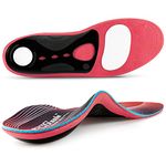 PCSsole High Arch Support Insoles, Plantar Fasciitis Inserts Flat Feet Orthotic Insoles Men for Feet Pain, Fallen Arch, Over Pronation, Metatarsalgia, Red, M:Men(8-9.5) 28cm