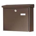 BURG-WÄCHTER, Mailbox with Stop Opening, Slot Size A4, Galvanised Steel, Amsterdam 867 BR, Brown