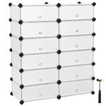 SONGMICS Interlocking Shoe Rack, Rectangular Storage Organiser, 12-Slot Modular DIY Storage Shelf Unit, 40 x 30 x 17 cm for Each Slot, Metal Wire Wardrobe, White LPC26W