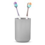 COMNICO Bathroom Toothbrush Holder Cups Unbreakable Plastic Tooth Brushing Tumbler Reusable Portable Mouthwash Cup for Drinking Rinsing Vanity Countertop Toothpaste Travel(Grey)