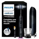 Philips Sonicare DiamondClean Smart 9400 Electric Toothbrush, Sonic Toothbrush with App, Pressure Sensor, Brush Head Detection, 4 Brushing Modes and 3 Intensity Levels, Black, Model HX9917/89