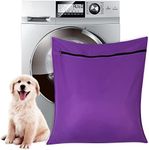 AUXSOUL 1 Pack Pet Laundry Bag,Stops Pet Hair Blocking The Washing Machine,Big Size Wash Bag Ideal for Dog Cat Horse,Hair Remover Safely,25.8’’ 27.8’’(65 X 70cm)(Purple)