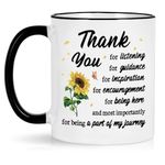 Thank You Gifts for Women, Appreciation Gifts for Teacher Coworker Friends, Boss Mentor Gifts, Coworker Boss Leaving Farewell Gifts, Thank You for Being a Part of My Journey Coffee Mug, 11 Oz