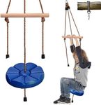 Blue Disc Swing for Kids with Monkey Bars, Replacement Swing for Swing Set for Backyard/Tree/Zipline,Green Disk Swing Seat with 5ft Adjustable Rope, Carabiner and 22in Strap