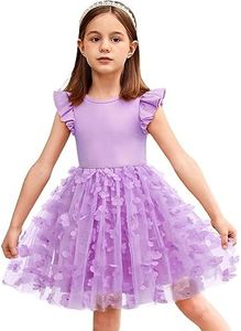 Arshiner Toddler Girls Summer Sundresses Crew Neck Tutu Gown Flower Girls Dresses for Party Wedding (0-Butterfly, 6 Years)