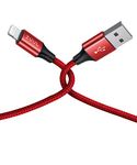 ZOUL USB to Lightning Nylon Braided Fast Charging and Data Sync Cable Compatible for iPhone 14, 13, 12, 11, X, XR, XS, XS Max, 8, 7, 6, iPad Air/Pro/Mini (2M, Red)