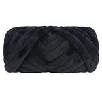 Chunky Cotton Yarn for Arm Knitting Crochet Super Saver Jumbo Giant Bulky Premier Yarn for Making Pets House Blanket (Black)