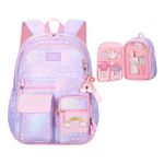 HANXIUCAO Backpacks for Girls Large Bookbags for Teens Girls Backpack for School Primary School Daypack Elementary Students (School Bag Purple)