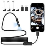 Niaazi Endoskopkamera Inspection Camera - 1920P HD Dual Lens Camera Borescope for iPhone Android - Fibre Optic Drain Camera with 8 LED light - 5M Semi-Rigid Snake Cord IP67 Waterproof