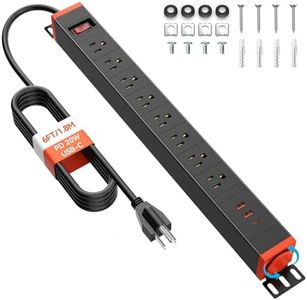 Surge Protector Power Strip with USB Ports,Extension Cord with Multiple Outlets(8AC Outlet Extender 3 USB),6FT Flat Plug Power Strips Wall Mountable Extender for Dorm Room Essentials Office Supplies