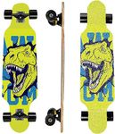 31" Longboard 7 Layers Skateboard Pro Complete Cruiser for Cruising, Carving, Free-Style and Downhill with T-Tool (Dinosaur)