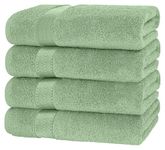 Canadian Linen Luxury Everest Bath Towels, 26”x52” 500 GSM, 4 Pack, Soft Absorbent Terry Cotton, Quick Dry Plush Shower Towels Set for Home, Bathroom, Hotel, Spa, Salon, Pool, Sage Green