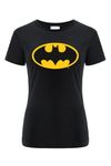 ERT GROUP Warner Bros. Batman 001, Women's Short-Sleeve T-Shirt, 100% Cotton, One-Sided Vivid Print, Size L, Black, Seamless Design, Smooth & Resilient Fabric for Everyday Ease