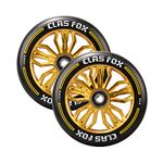 CLAS FOX Pro Scooter Wheels 120mm - Scooter Wheels 120mm Pair - Set of 2 - Pro Scooter Wheels – 120x24mm with Bearings Installed - Scooter for Kids - Scooter Parts (Black-Gold)