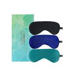 Wiselife Premium Mulberry Silk Eye Mask, Ultra Smooth Adjustable Sleep Mask & Blind Fold (Green, Black, Blue)|Relaxation, Blind Fold & Meditation|Eye-Cover Eyeshade Light Blocker (Pack Of 3)