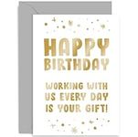 Old English Co. Funny Birthday Cards for Colleague - Work Bestie Birthday Gift from Team - Funny Birthday Card for Boss - 'Working with us' | Blank Inside