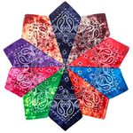 Chalier Cmfort Paisley Bandana for Women Men, Multifunctional Paisley Headbands Scarf 10-14 Pack Cowboy Bandana Handkerchiefs