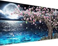 pchmcu 5D Lake Diamond Painting, Diamond Painting Moon Kits for Adults，DIY Full Drill Crystal Rhinestone Arts and Crafts, Gem Art Paints with Diamond Home Wall Decor 27.5 X 15.7inch