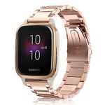 FINTIE Strap Compatible with Garmin Vivoactive 3/Vivoactive 3 Music/Forerunner 645 Music/Vivomove HR Smartwatch - Quick Release Stainless Steel Metal Replacement Strap Wrist Band, Rose Gold