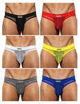 Arjen Kroos Men's Mesh Low Rise Underwear Breathable Briefs 6-Pack,D1-Multicolor(6 Pack)-2167，Medium