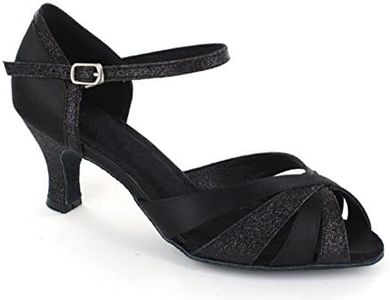 MINITOO - Sandali da donna in raso elegante con taglio latino, Nero (Nero ), 39 EU