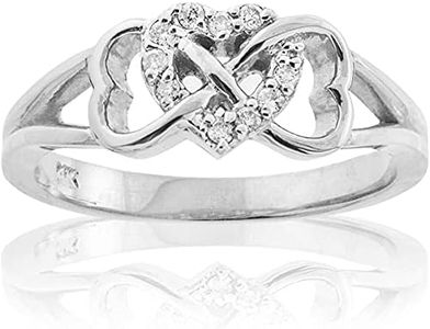 Solid 10k White Gold Diamond Triple Heart Infinity Ring (Size 5)