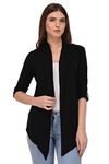 ESPRESSO Women's 100% Viscose Waterfall Summer Shrugs with Button Foldable Sleeve - Black - XL