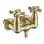 SUMERAIN 3-3/8" Tub Wall Mount Clawfoot Bathtub Faucet Two Cross Handles Brushed Gold