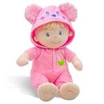 June Garden 12" Sweet Dolly Frida - Stuffed Ultra Soft Baby Bear Doll for Birth and Up - Removable Pink Outfit