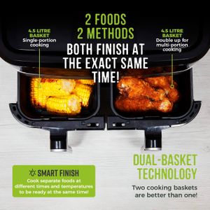 Tower Vortx Dual Air Fryer, 9L – Two Basket Healthy Cooker