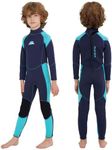 XUKER Kids Wetsuit for Boys Girls Toddlers, 3mm Wetsuit Back Zip Neoprene Thermal Full Body Wetsuits for Youth Teens Scuba Dive Swimming Boating Snorkeling