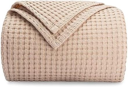 Comfy Cubs 100% Cotton Waffle Weave Blanket Breathable Skin-Friendly Soft Lightweight Blankets - Perfect Warm Textured Blanket Layer - Size for Couch Bed & Sofa (Blush, Throw-Waffle - 50" X 60")