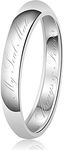 7mm My Soul Mate Always & Forever Engraved Classic Sterling Silver Plain Wedding Band Ring, Size 12